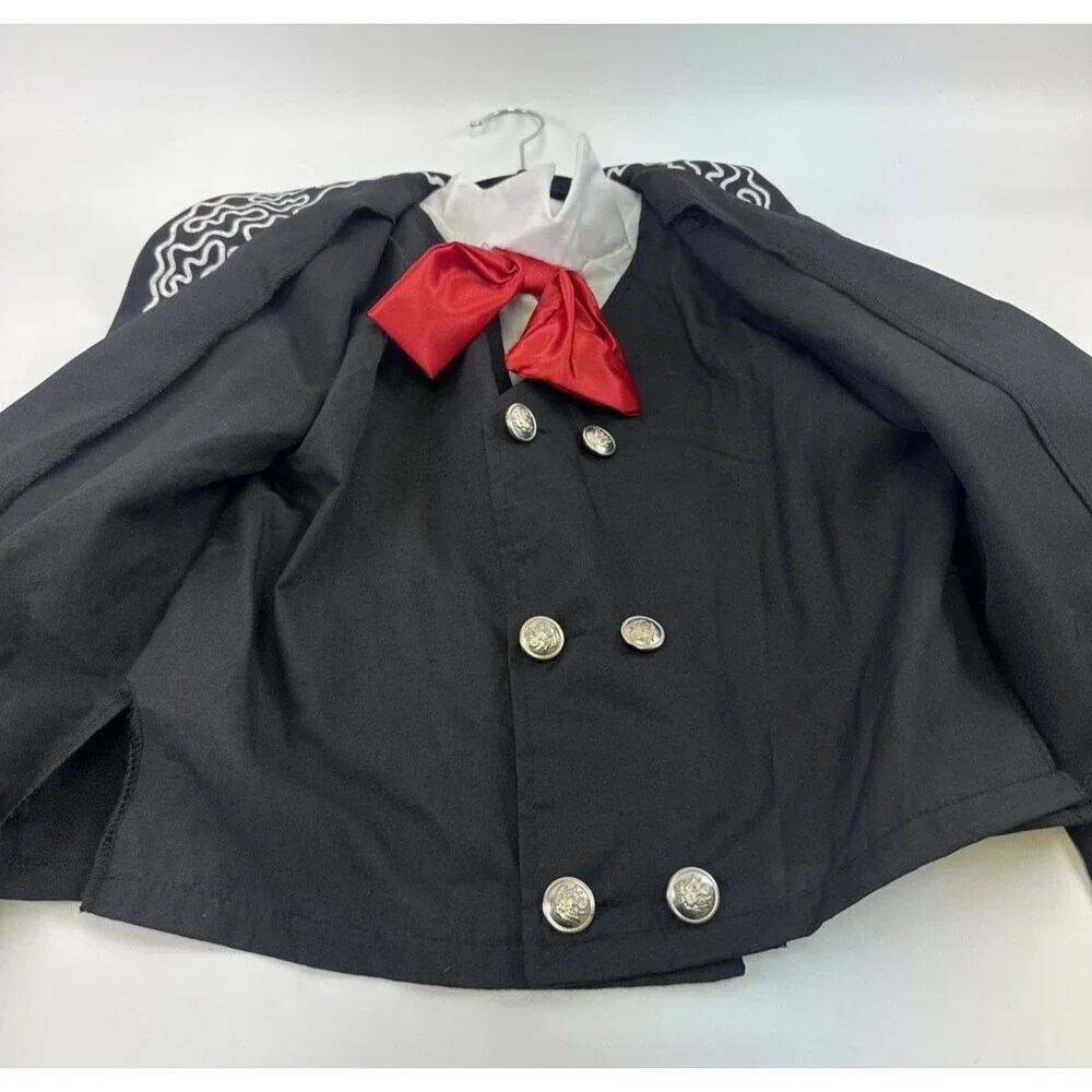Seeing Red Charro Kids Costume Black Jacket  Day of the Dead Mask Boys Large